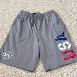 Under Armour Boys Athletic Shorts in Gray with USA Design